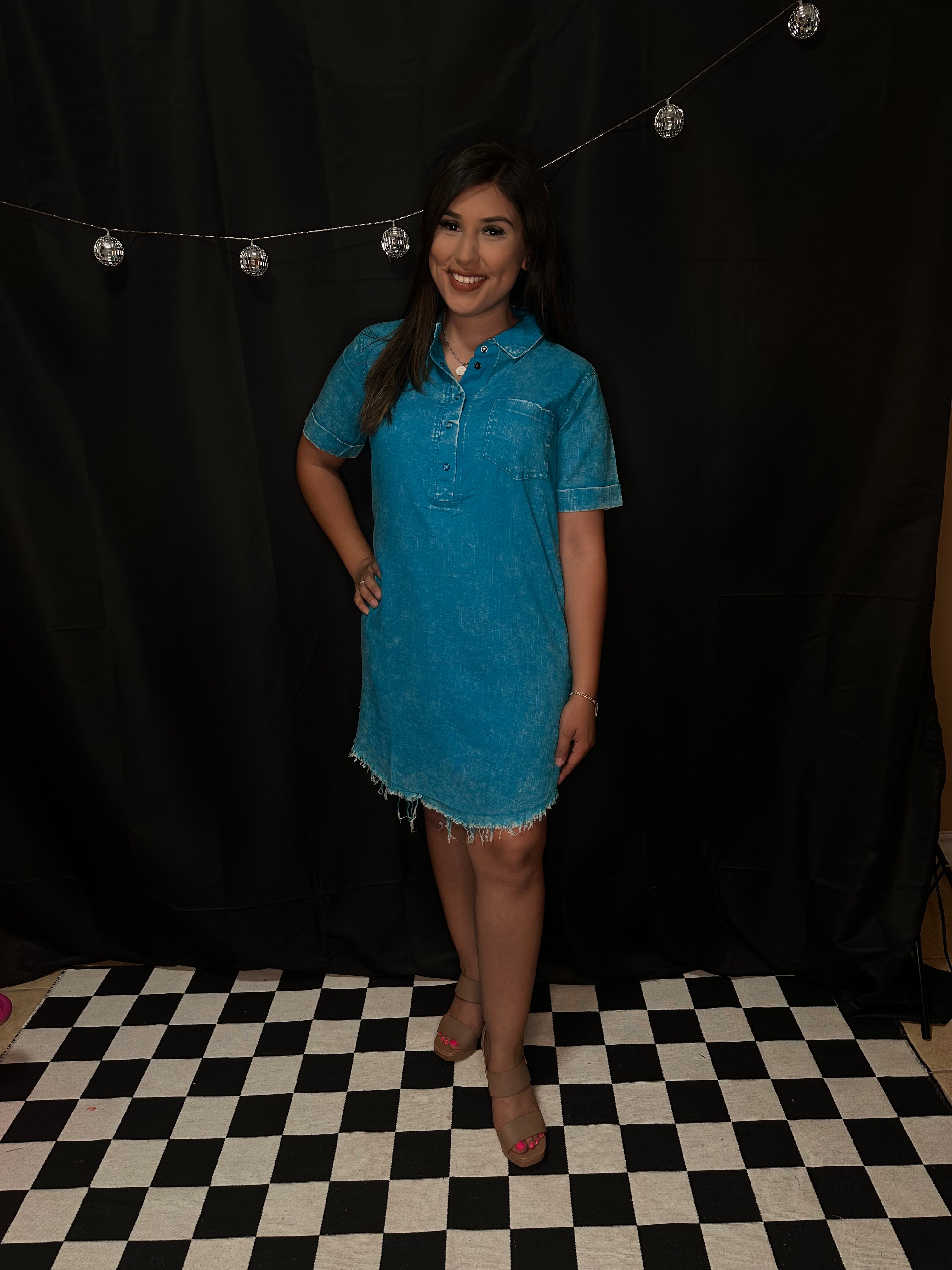 Sorta Denim Day Dress - Teal