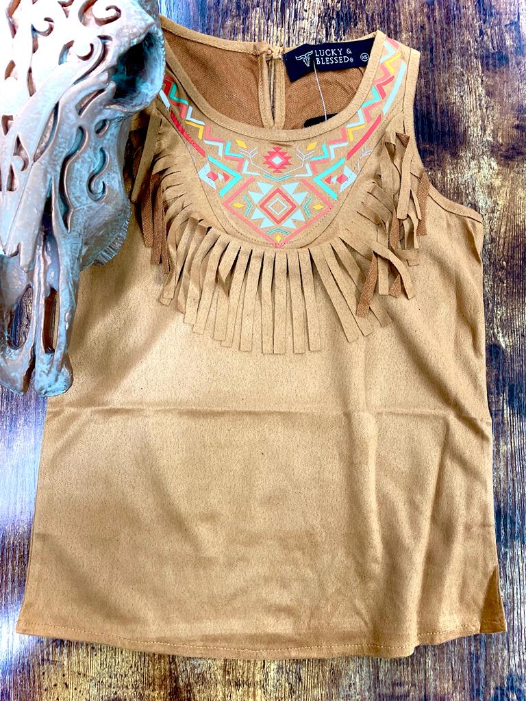 Front Aztec Fringe Top