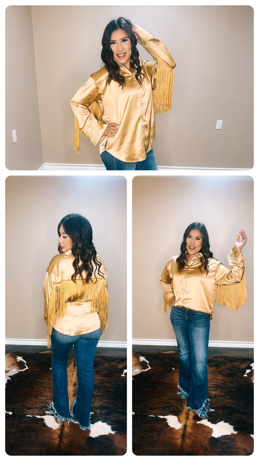 Gold Fringe Button Down