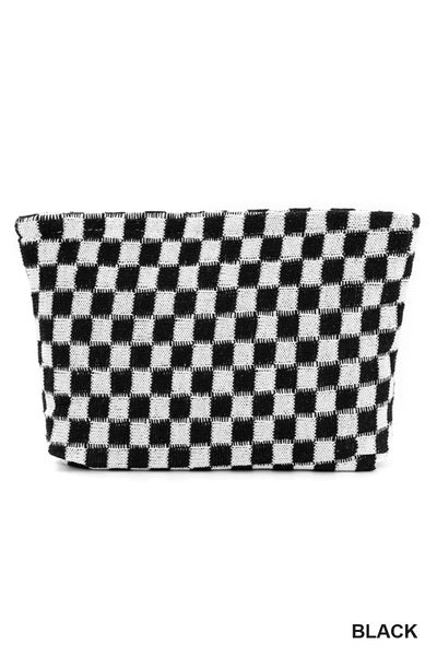 Checkered Cosmetic Pouch - Black