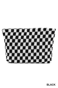 Checkered Cosmetic Pouch - Black